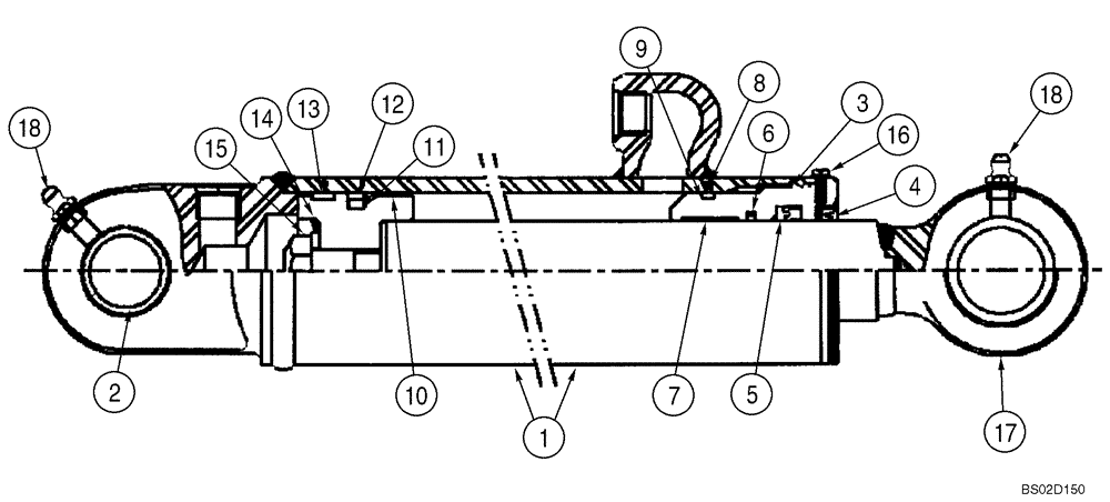 Схема запчастей Case 40XT - (08-49) - CYLINDER ASSY - BACKHOE BUCKET (NORTH AMERICA) D125 (08) - HYDRAULICS