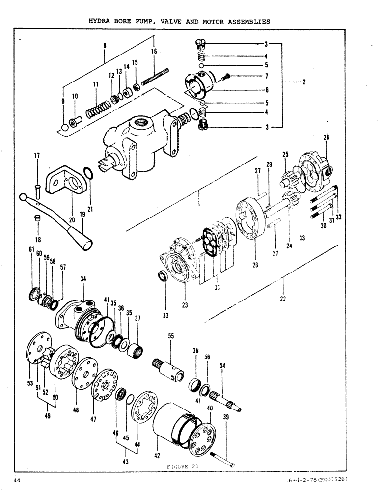 Схема запчастей Case DAVIS - (44) - HYDRA-BORE PUMP, VALVE AND MOTOR ASSEMBLIES 