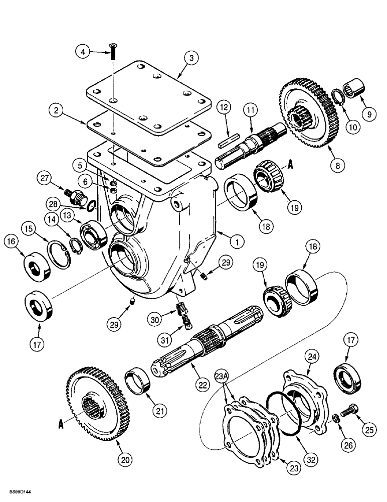 Схема запчастей Case 560 - (9-100) - HYDRA-BORER GEARBOX ASSEMBLY - H666875 (09) - CHASSIS/ATTACHMENTS