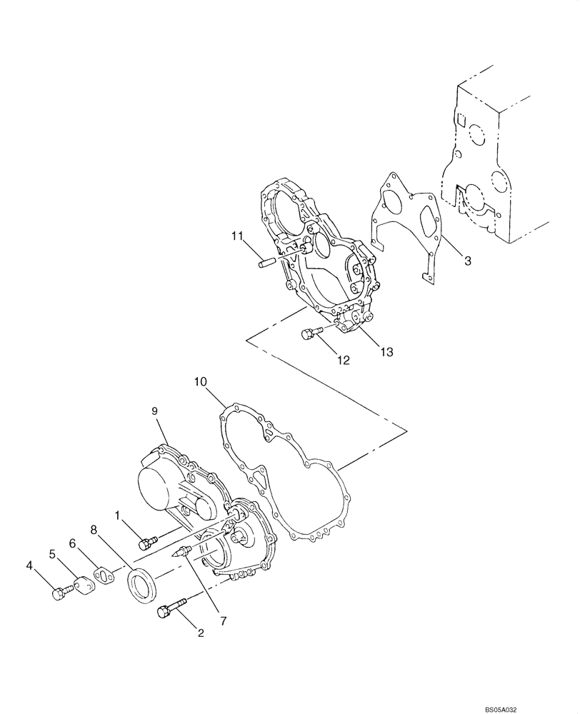 Схема запчастей Case CX225SR - (02-13) - FRONT TIMING GEAR COVER (02) - ENGINE