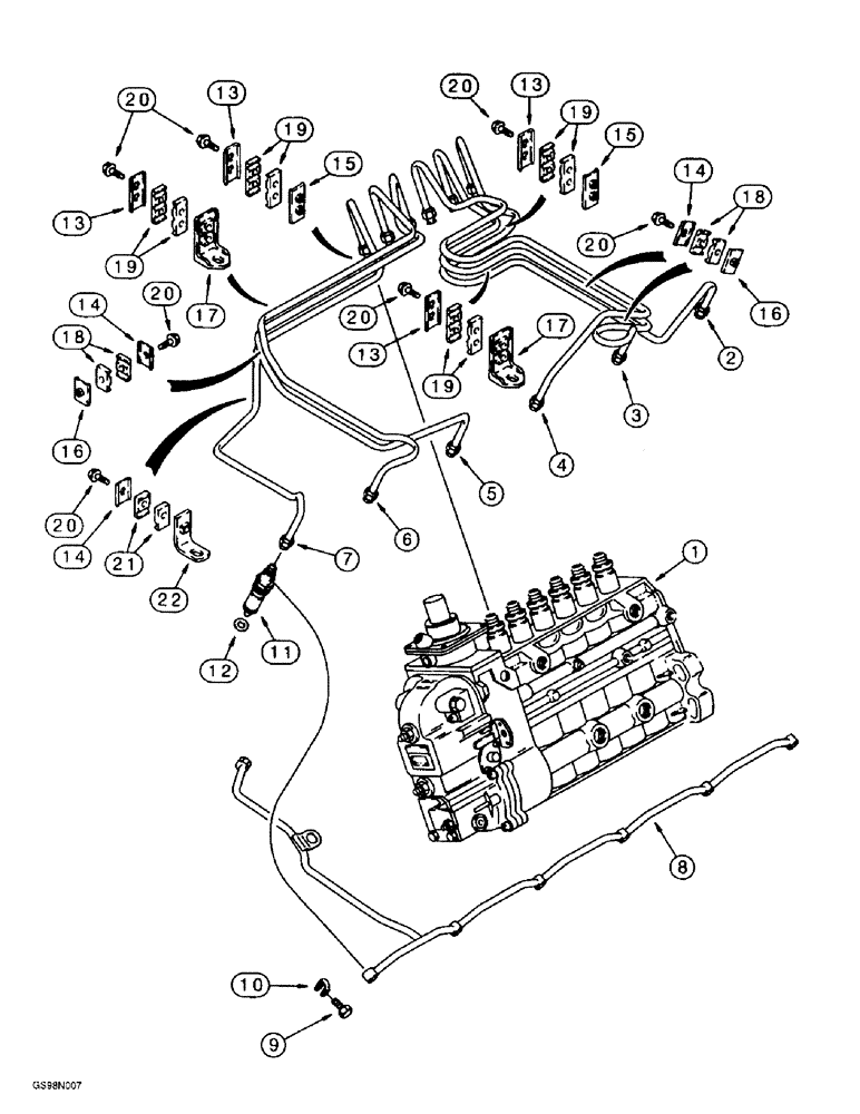 Схема запчастей Case 621B - (3-09) - FUEL INJECTION SYSTEM, 6T-590 EMISSIONS CERTIFIED ENGINE, LOADER P.I.N. JEE0053350 AND AFTER (03) - FUEL SYSTEM