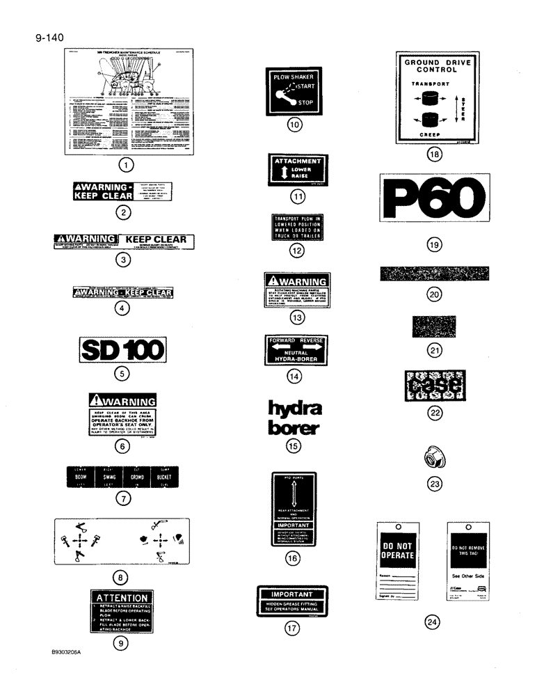 Схема запчастей Case 360 - (9-140) - DECALS (09) - CHASSIS/ATTACHMENTS