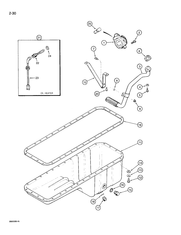 Схема запчастей Case 721 - (2-30) - ENGINE OIL PUMP, PAN, AND HEATER, 6T-830 ENGINE (02) - ENGINE