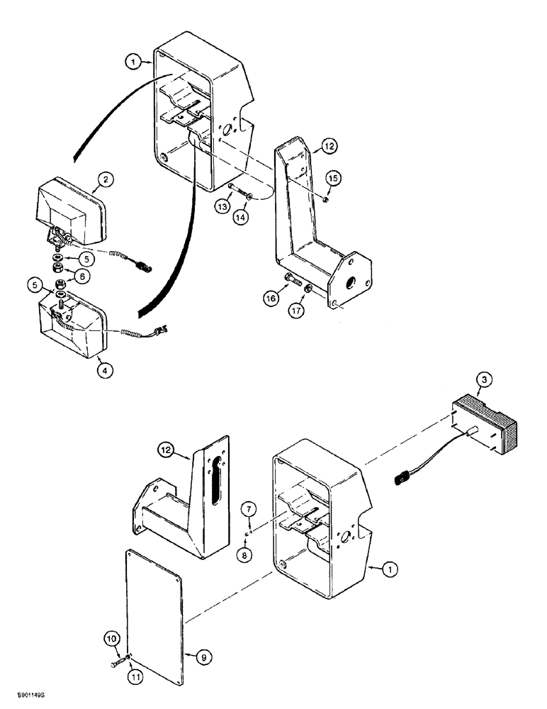 Схема запчастей Case 721B - (4-44) - FRONT LAMP MOUNTING, Z-BAR LOADER (04) - ELECTRICAL SYSTEMS