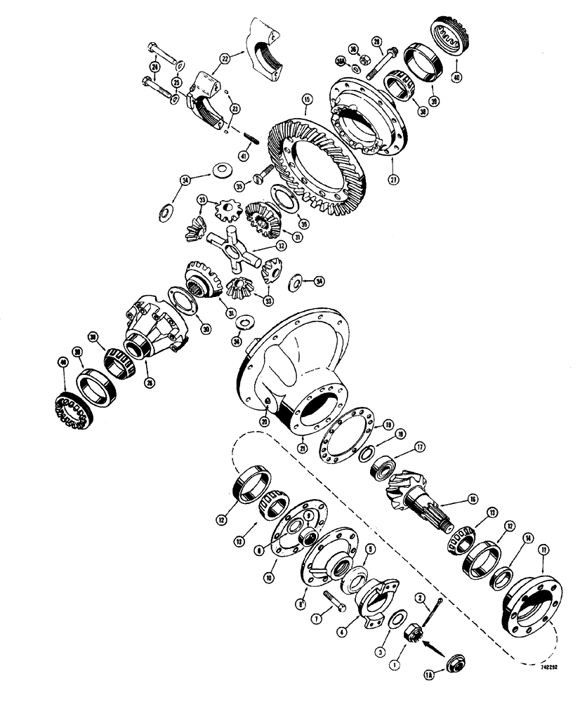 Схема запчастей Case W20 - (144) - L33631 DIFFERENTIAL ASSEMBLY ROCKWELL STANDARD A16-3200-E-785/5- 2/7-1 (06) - POWER TRAIN