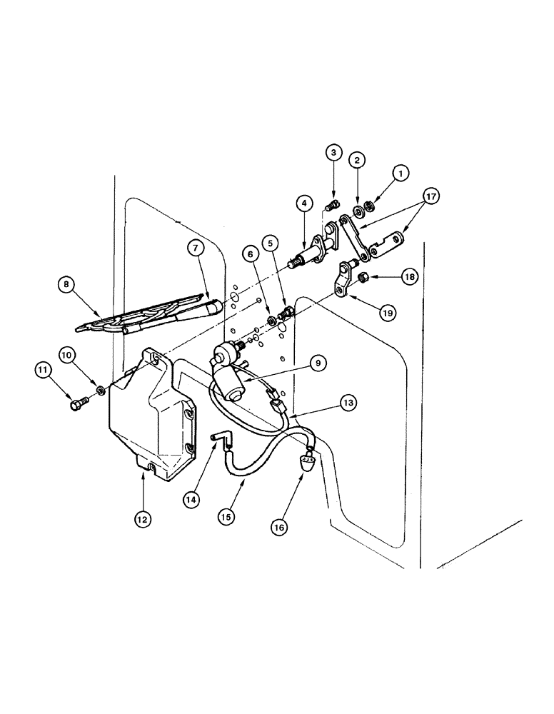 Схема запчастей Case 845 - (09-102[01]) - FRONT LOWER WINDSHIELD WIPER (09) - CHASSIS