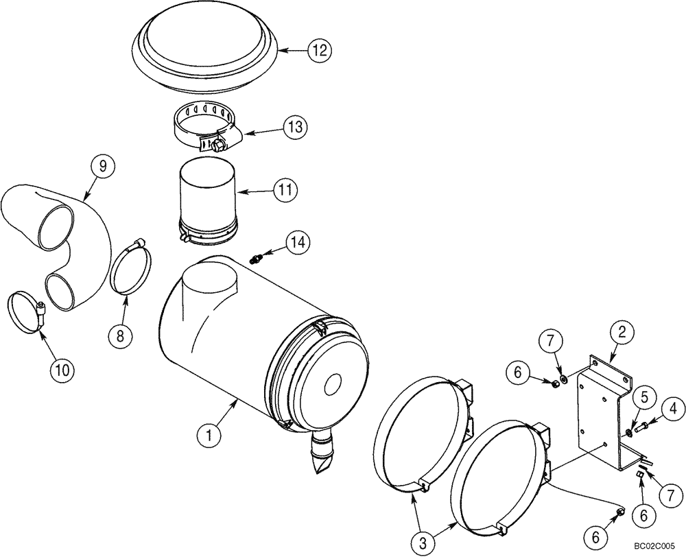 Схема запчастей Case 821C - (02-05) - AIR CLEANER - AIR INTAKE PARTS (Dec 17 2009 4:31PM) (02) - ENGINE