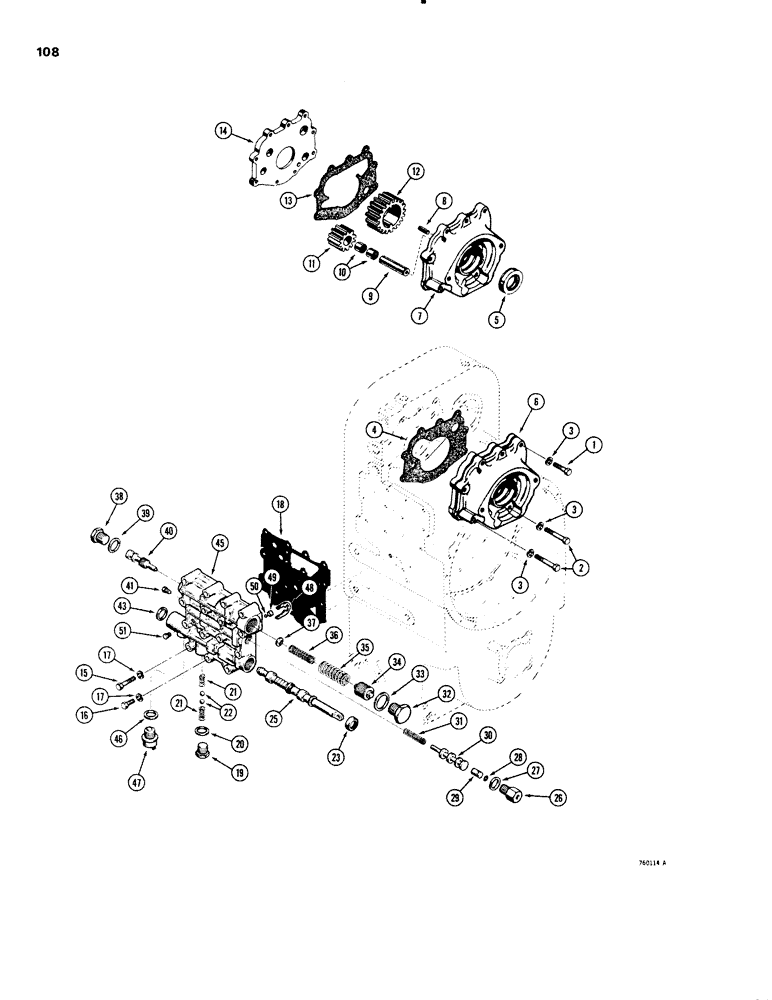 Схема запчастей Case W20 - (108) - L55661 TRANSMISSIONS, CHARGING PUMP (06) - POWER TRAIN