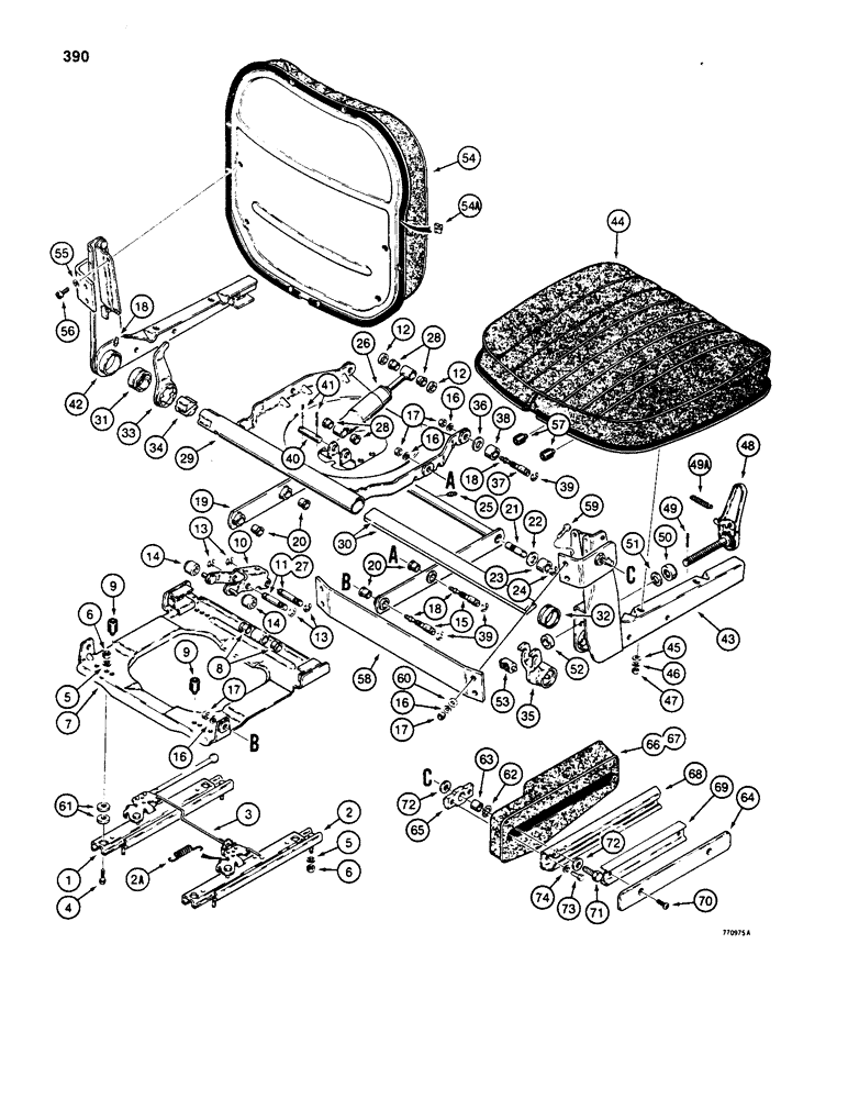 Схема запчастей Case W20 - (390) - SUSPENSION SEAT (09) - CHASSIS/ATTACHMENTS