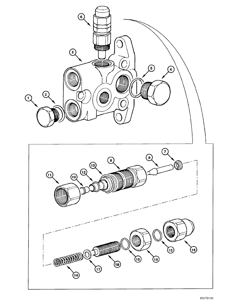 Схема запчастей Case 845 DHP - (08.46[00]) - DISTRIBUTOR - OUTPUT VALVE (08) - HYDRAULICS