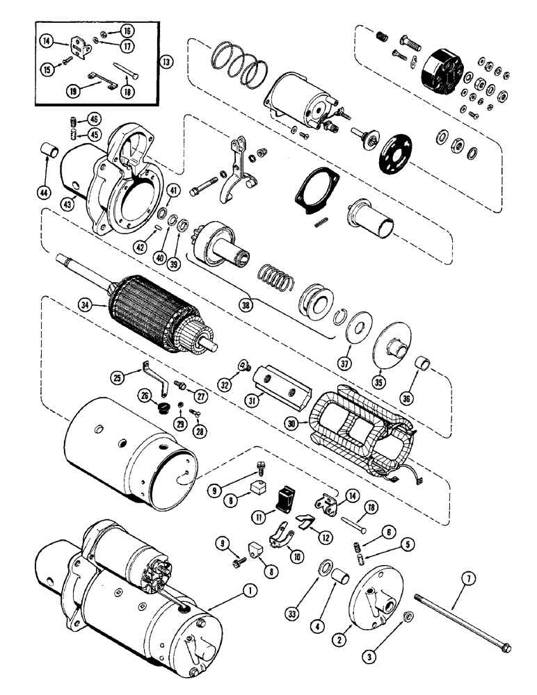 Схема запчастей Case 310G - (086) - D39988 AND D45731 STARTER, (188) DIESEL ENGINE (06) - ELECTRICAL SYSTEMS