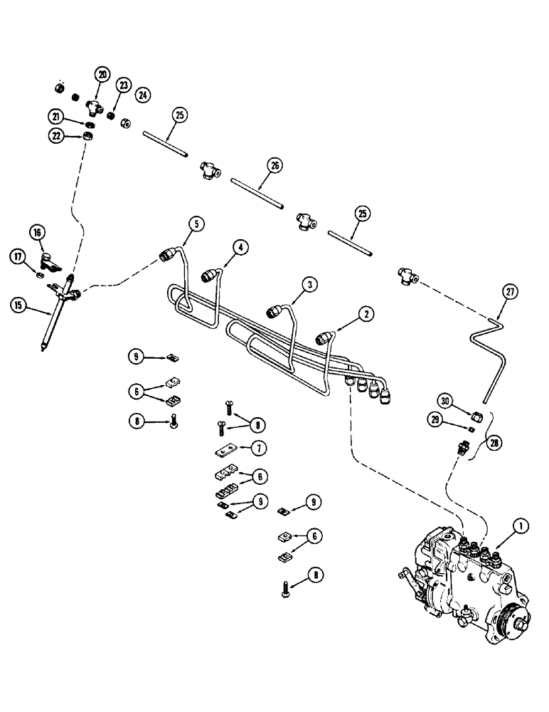 Схема запчастей Case 300C - (042) - FUEL INJECTION SYSTEM, (336B) DIESEL ENGINE (03) - FUEL SYSTEM