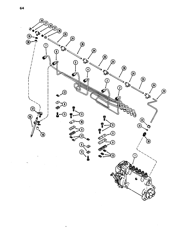 Схема запчастей Case 1450 - (064) - FUEL INJECTION SYSTEM, 504BDT DIESEL ENGINE (03) - FUEL SYSTEM