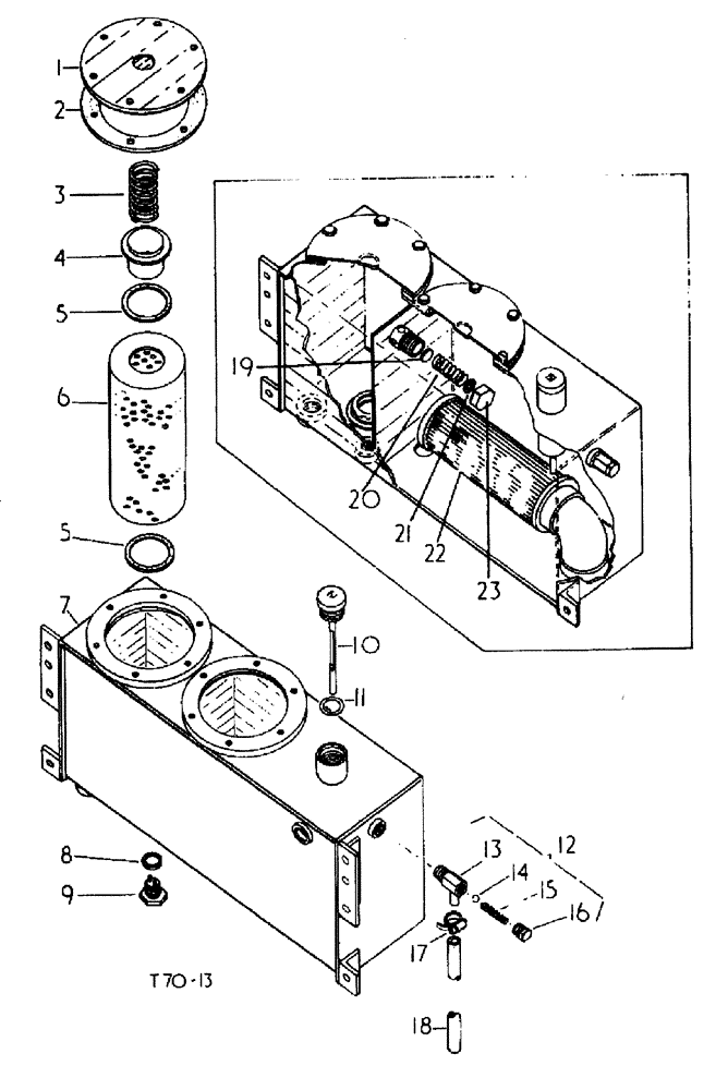 Схема запчастей Case 500 - (10-016) - HYDRAULIC OIL RESERVIOR No Description