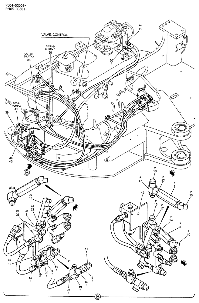 Схема запчастей Case CX50B - (06-004) - CONTROL LINES, REMOTE (COOLER) P/N PY50V00001F1 OPTIONAL PARTS