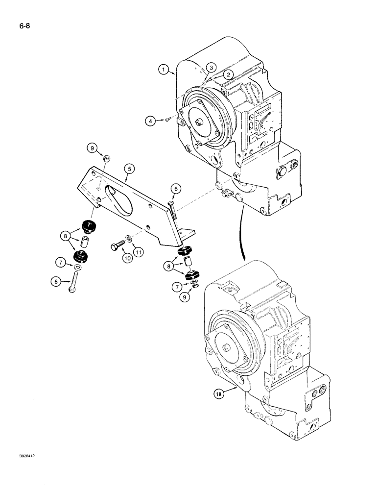 Схема запчастей Case 721 - (6-08) - TRANSMISSION MOUNTING (06) - POWER TRAIN