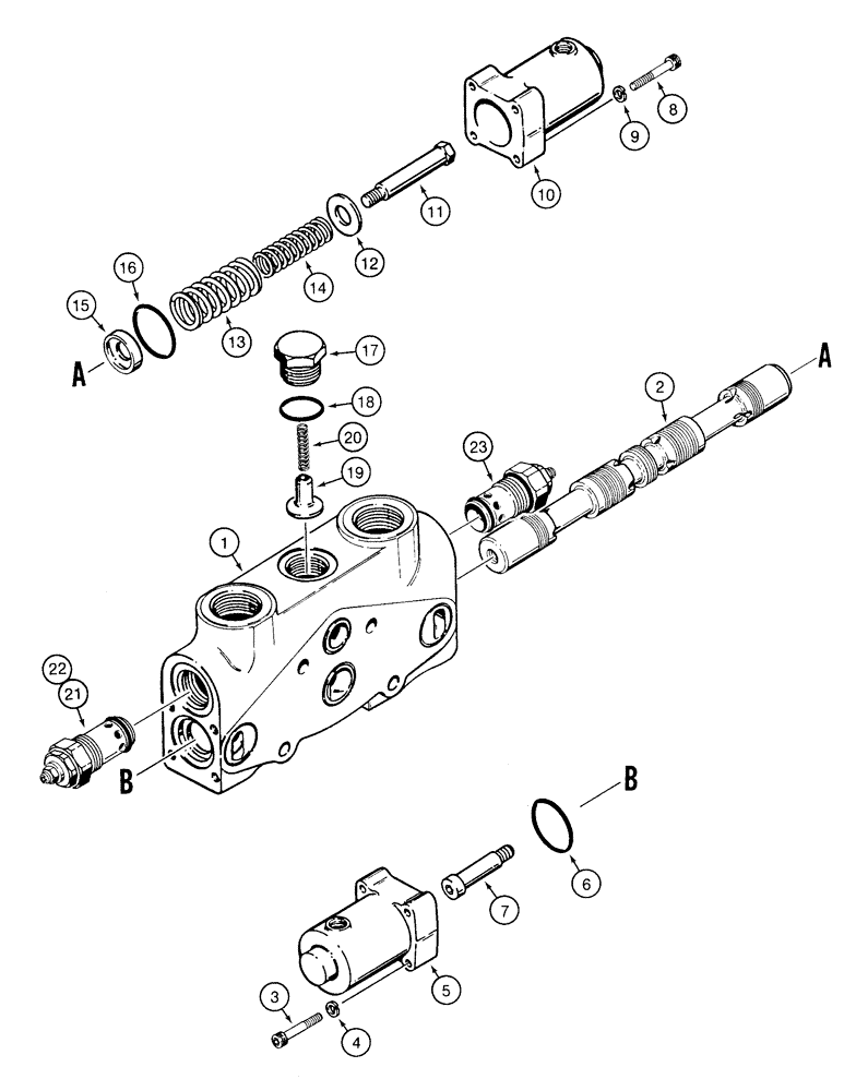 Схема запчастей Case 621C - (08-027) - VALVE SECTION LOADER BUCKET TILT (08) - HYDRAULICS