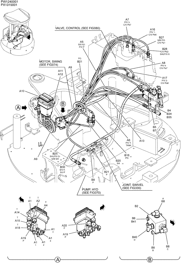 Схема запчастей Case CX36B - (01-034[01]) - CONTROL LINES, REMOTE, P/N PW62H00008F1 (35) - HYDRAULIC SYSTEMS