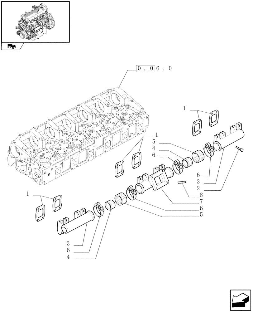 Схема запчастей Case F2CE9684H E003 - (0.07.8) - EXHAUST MANIFOLD (500322365) 