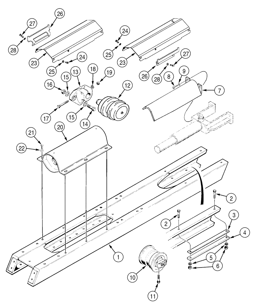 Схема запчастей Case 750H - (05-01) - FRAME, TRACK ROLLER AND RECOIL HOUSING (11) - TRACKS/STEERING