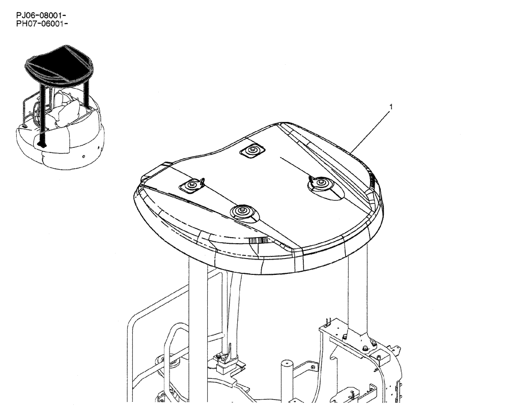 Схема запчастей Case CX50B - (01-062) - CANOPY INSTAL (PW06C00022F1) (05) - SUPERSTRUCTURE