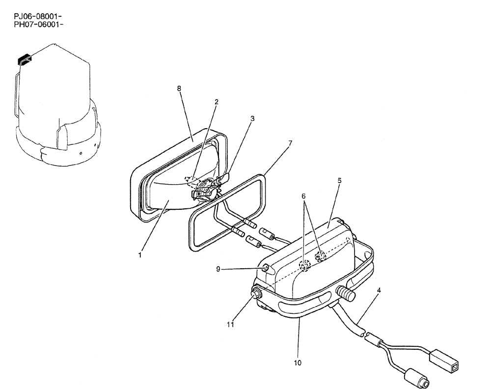 Схема запчастей Case CX50B - (01-066) - LIGHT ASSY (PW80S00004F1) (05) - SUPERSTRUCTURE