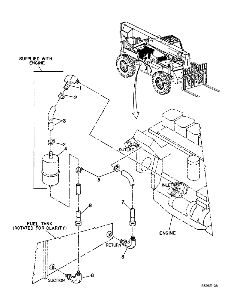 Схема запчастей Case 688G - (3-04) - FUEL LINES AT TANK (03) - FUEL SYSTEM