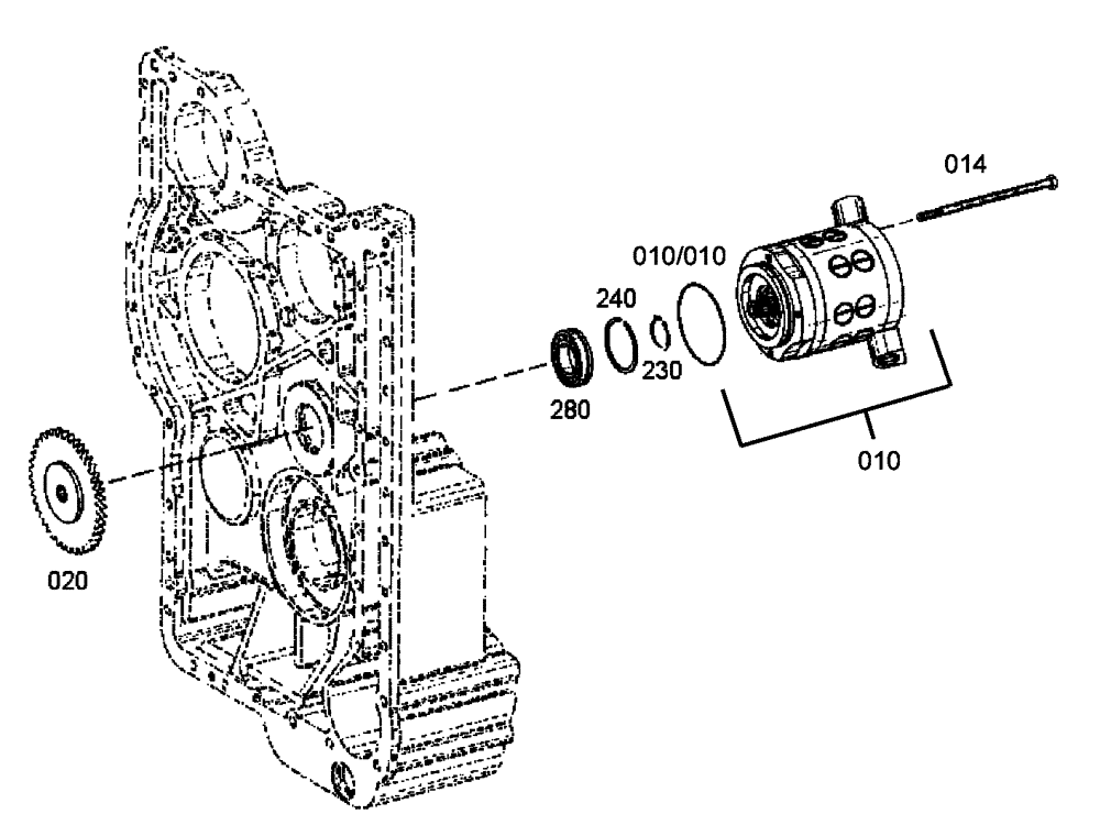 Схема запчастей Case 340B - (18A00000593[001]) - STEERING PUMP, GEARBOX (87453820) (03) - Converter / Transmission