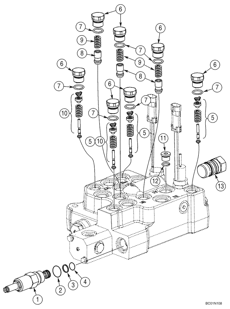 Схема запчастей Case 95XT - (08-08) - VALVE ASSY, CONTROL - LOADER (08) - HYDRAULICS