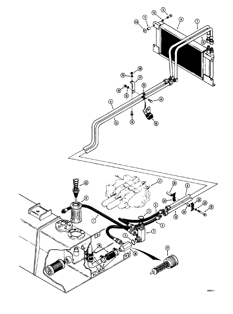 Схема запчастей Case 34 - (148) - HYDRAULIC OIL COOLING SYSTEM 