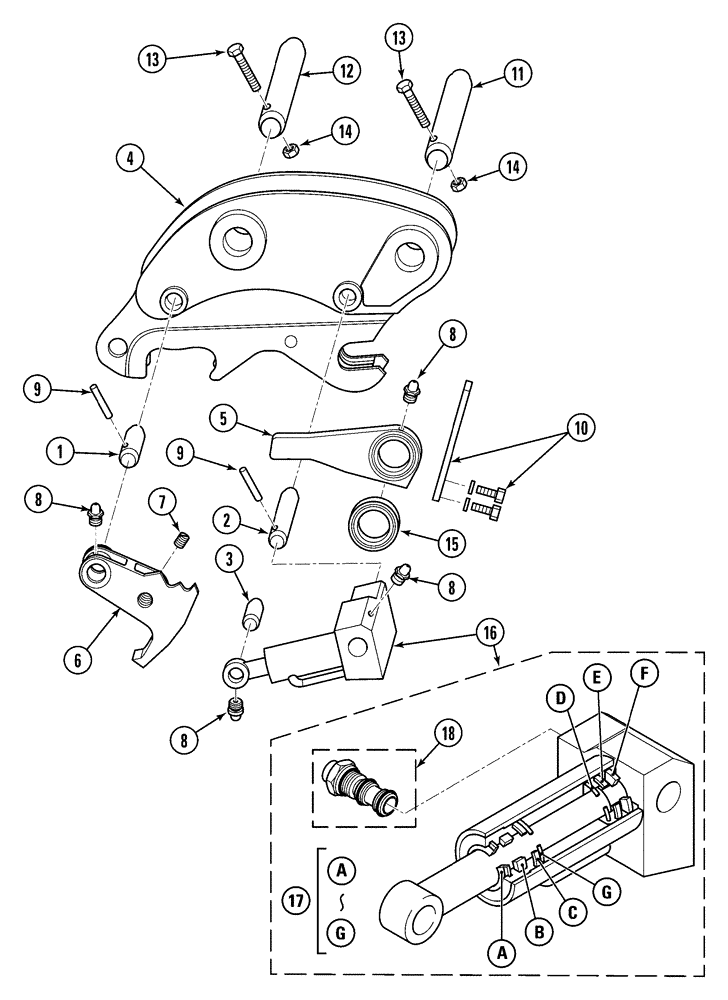 Схема запчастей Case CX240B - (09-59) - QUICK HITCH - HYDRAULIC - MULTI-FIT (09) - CHASSIS/ATTACHMENTS