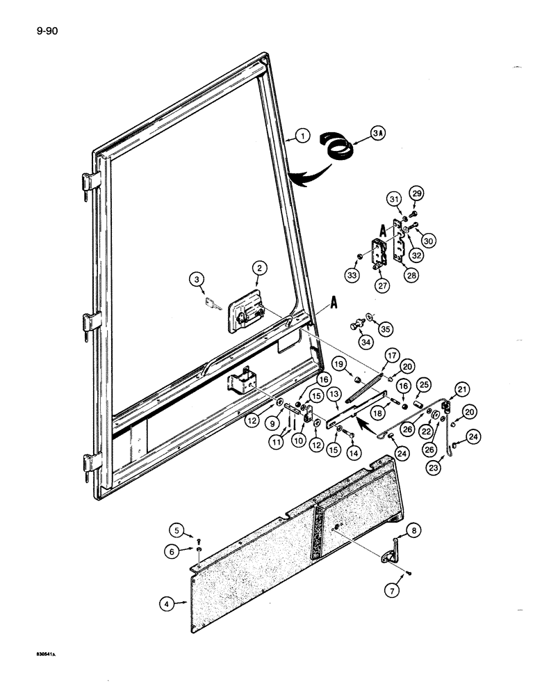 Схема запчастей Case 1086B - (9-090) - DOOR ASSEMBLY, PRIOR TO CAB SERIAL NUMBER 334940 (09) - CHASSIS