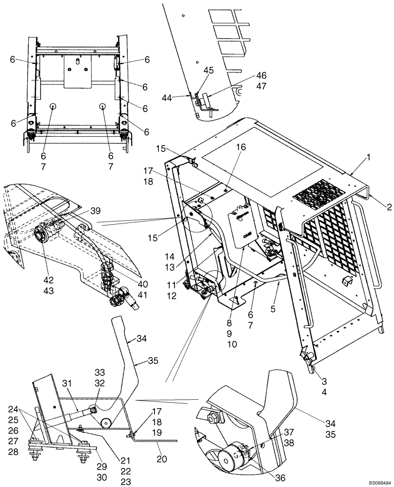 Схема запчастей Case 435 - (09-23A) - FRAME AND SEAT BAR (09) - CHASSIS