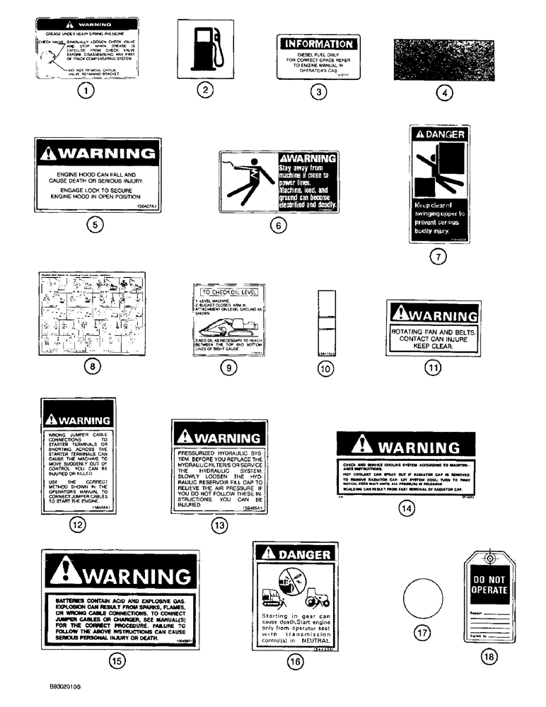 Схема запчастей Case 9010 - (9-68) - DECALS - ENGLISH LANGUAGE, WARNING AND DANGER (09) - CHASSIS