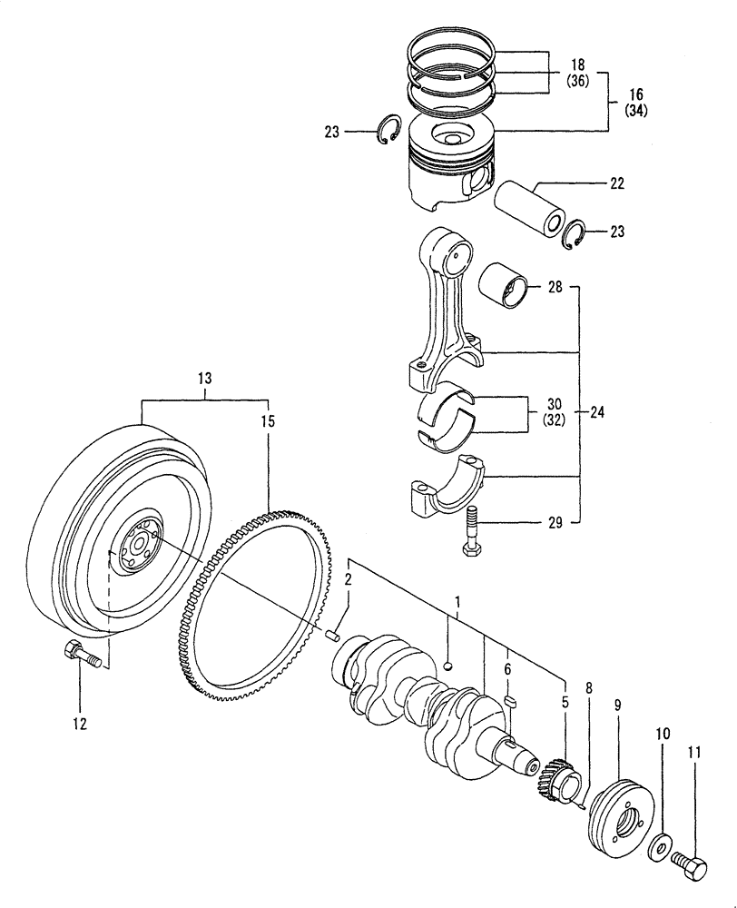 Схема запчастей Case CX22B - (ENGINE-08[1]) - CRANKSHAFT & PISTON (10) - ENGINE