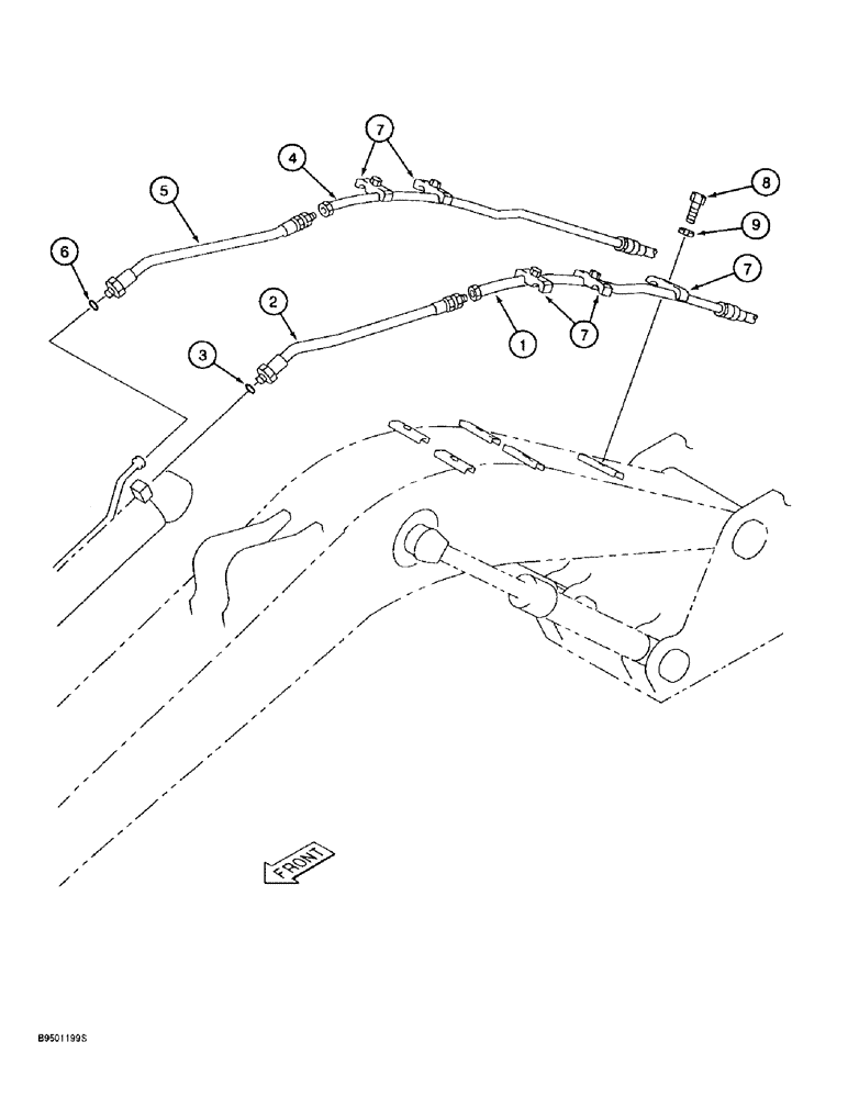 Схема запчастей Case 9020B - (8-062) - ARM CYLINDER LINES (08) - HYDRAULICS