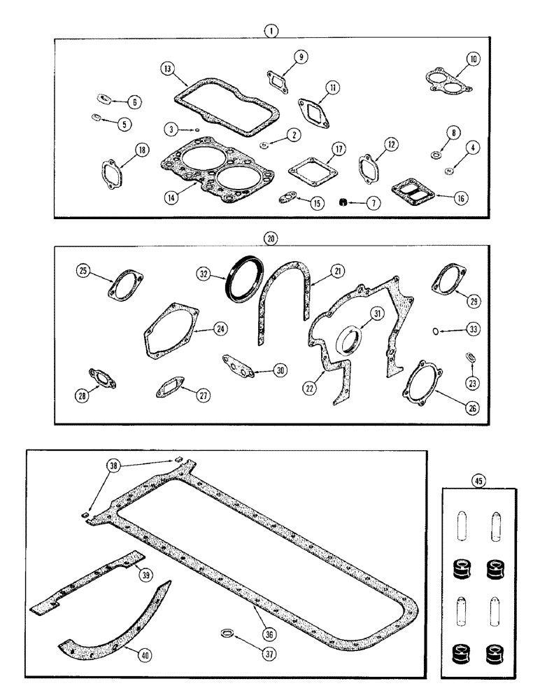 Схема запчастей Case 980 - (028) - ENGINE GASKET KITS, (504BDT) DIESEL ENGINE (01) - ENGINE