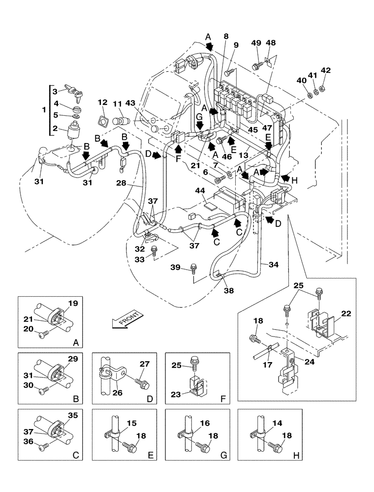 Схема запчастей Case CX350 - (04-019-00[01]) - ELECTRICAL CIRCUIT - OPERATORS COMPARTMENT (05) - STEERING