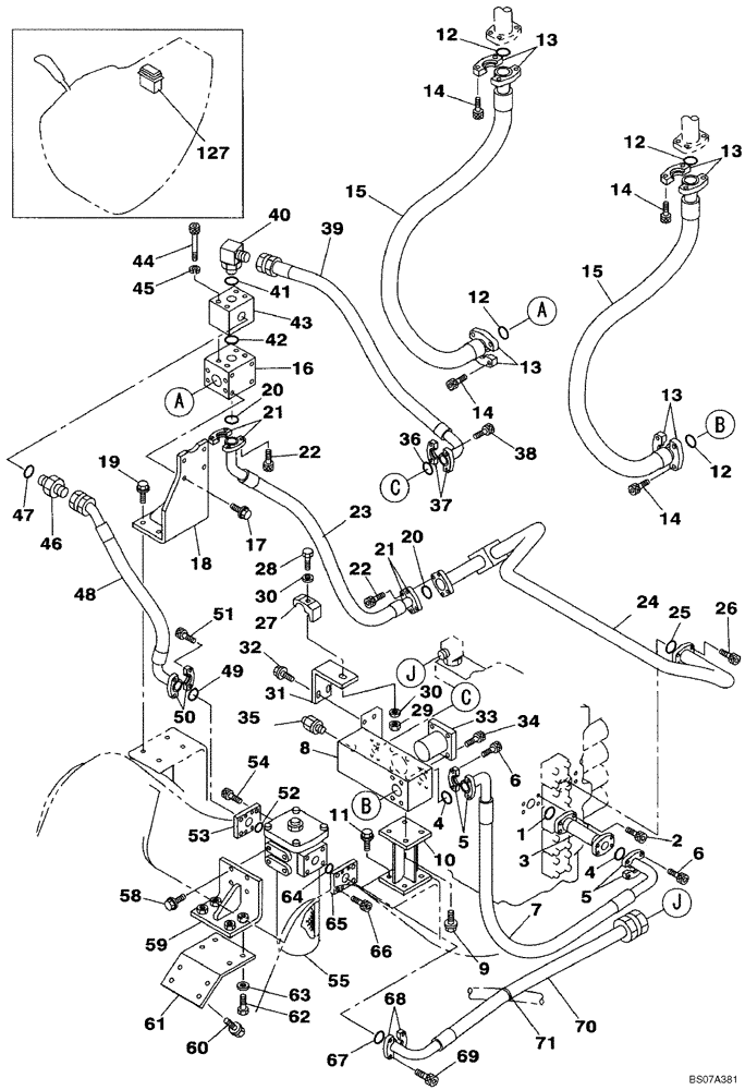 Схема запчастей Case CX460 - (08-52) - HYDRAULICS, AUXILIARY - MULTI-PURPOSE + 3 WAY VALVE, TRIGGER ACTIVATED (08) - HYDRAULICS