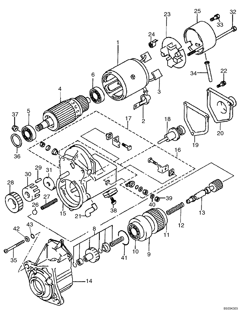 Схема запчастей Case 650K - (04-01) - STARTER (04) - ELECTRICAL SYSTEMS