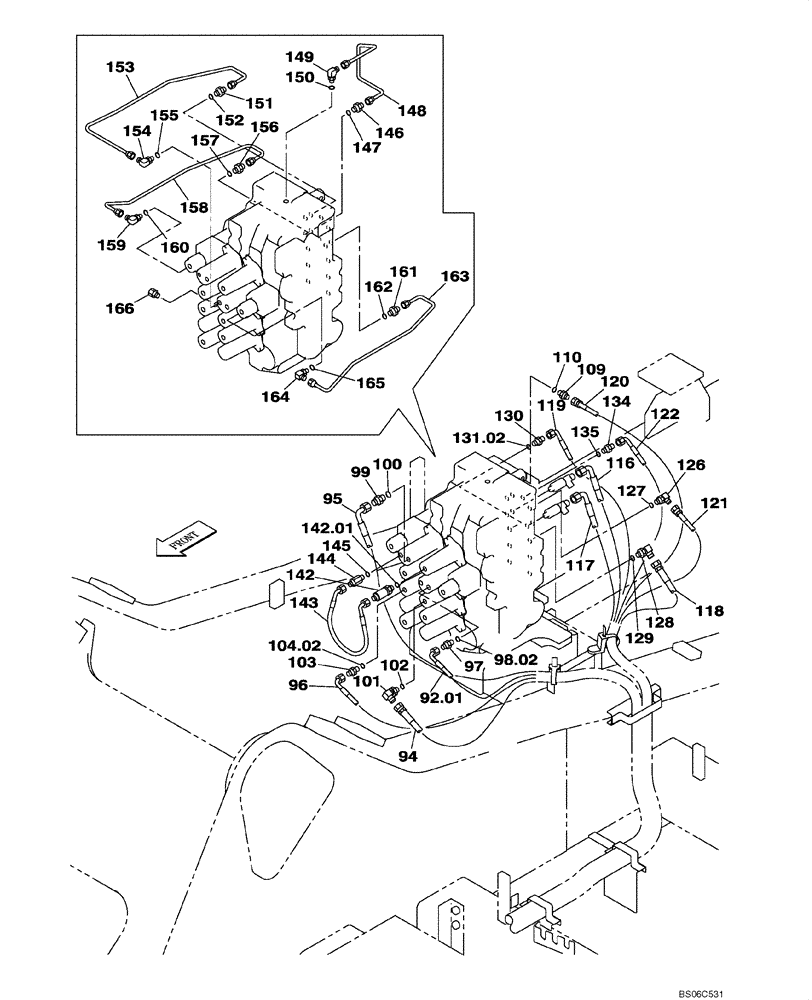 Схема запчастей Case CX330 - (08-037-00[01]) - PILOT CONTROL LINES, CONTROL VALVE - MODELS WITH LOAD HOLD (08) - HYDRAULICS