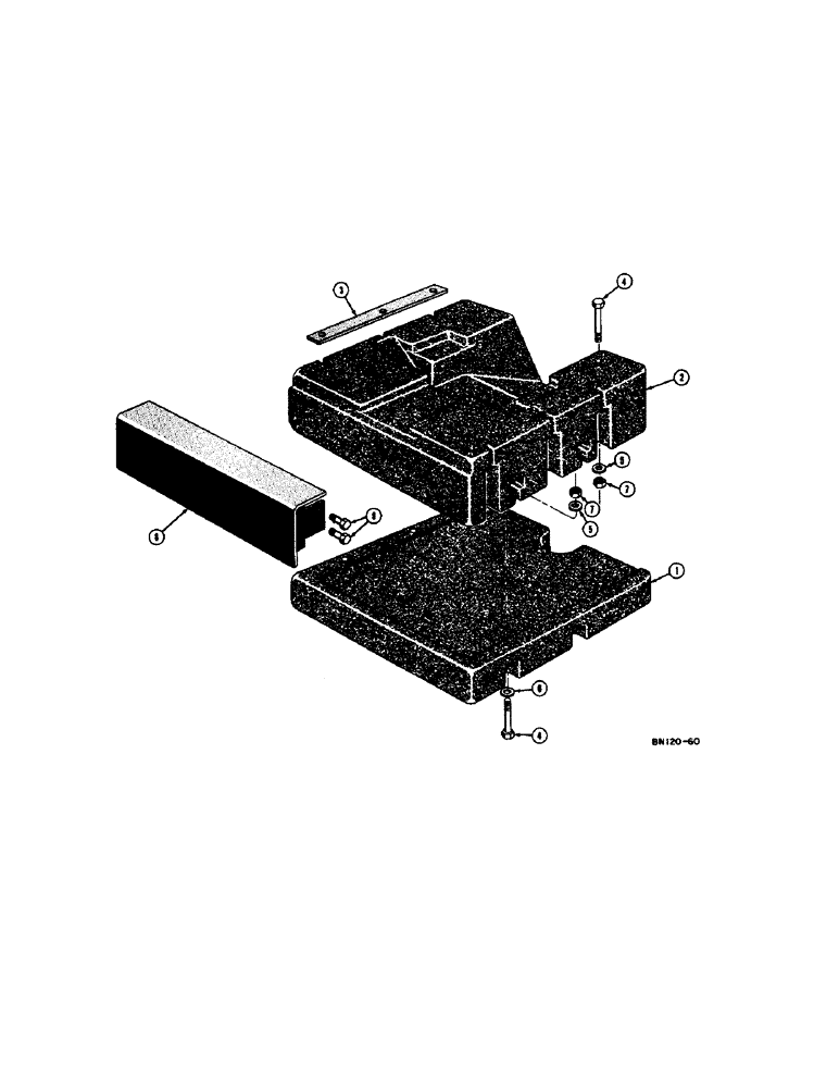 Схема запчастей Case 420B - (155A[1]) - FRONT COUNTERWEIGHTS FOR BACKHOE (18) - ATTACHMENT ACCESSORIES