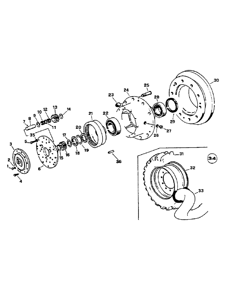 Схема запчастей Case 221B - (6-14) - AXLE - WHEEL AND REDUCTION GEAR, 121B (DAH 1215912-) (06) - POWER TRAIN