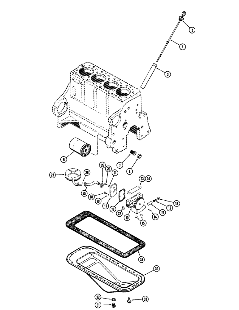 Схема запчастей Case 310G - (018) - OIL PUMP-OIL FILTER-OIL PAN, (188) DIESEL ENGINE (01) - ENGINE