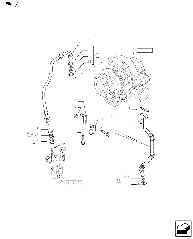 Схема запчастей Case 590SN - (10.304.05) - PIPING - ENGINE OIL (2855779) (10) - ENGINE