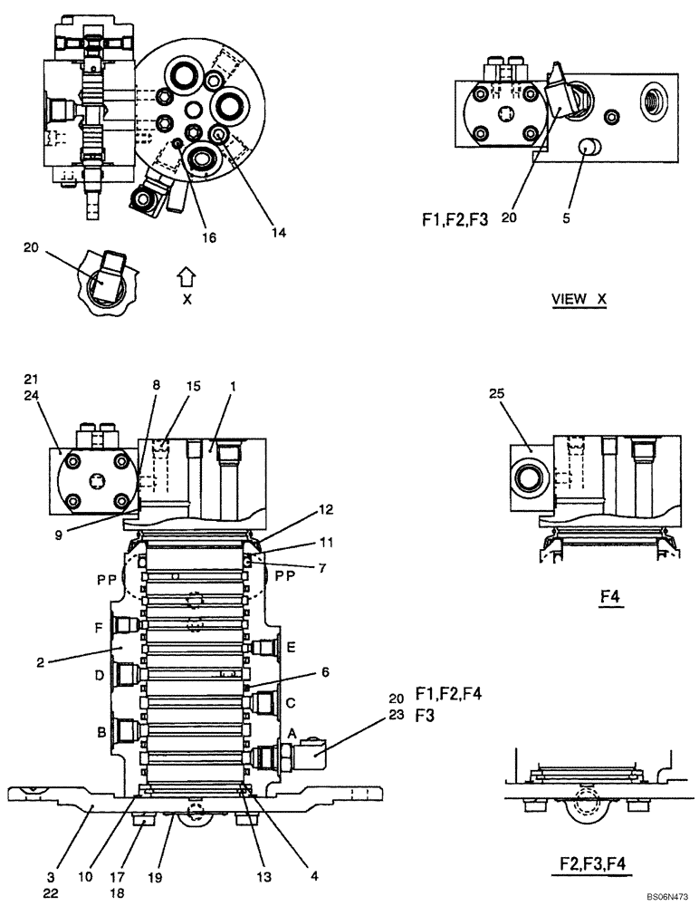 Схема запчастей Case CX17B - (08-033[00]) - JOINT ASSY, SWIVEL (PA55V00001F1 - F4) (35) - HYDRAULIC SYSTEMS