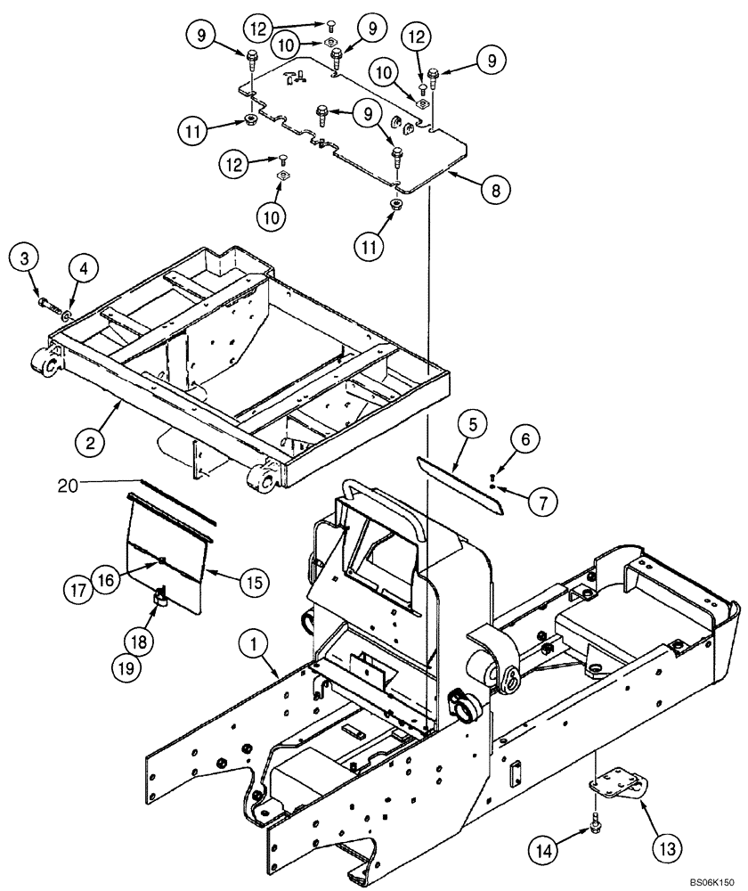 Схема запчастей Case 550H - (9-07) - FRAME, MAIN - FRAME, SEAT AND RESERVOIR (09) - CHASSIS/ATTACHMENTS