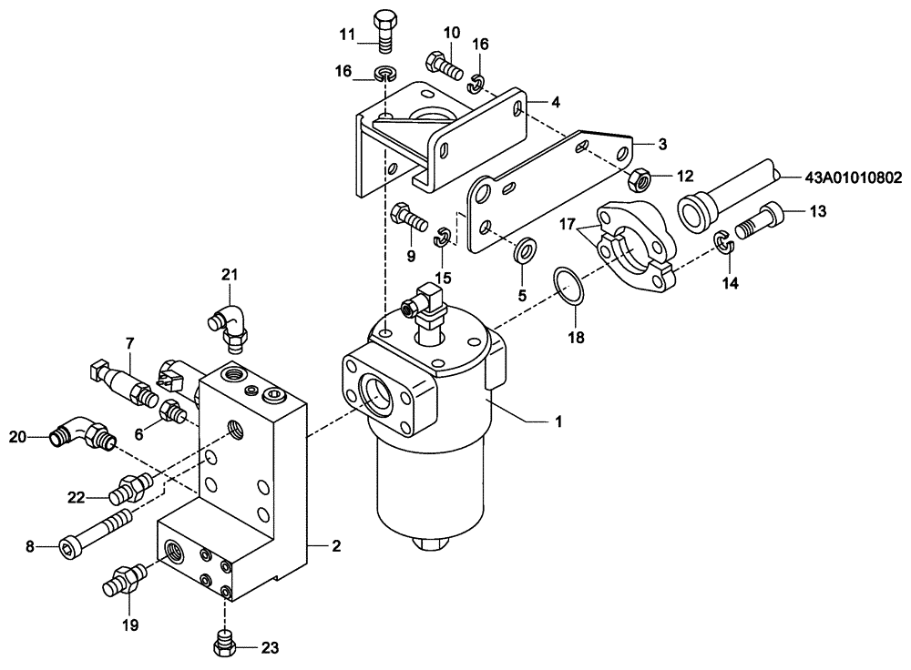 Схема запчастей Case 335 - (43A00000803[001]) - STEERING SYSTEM - VALVES CLAMPINGS (09) - Implement / Hydraulics / Frame / Brakes