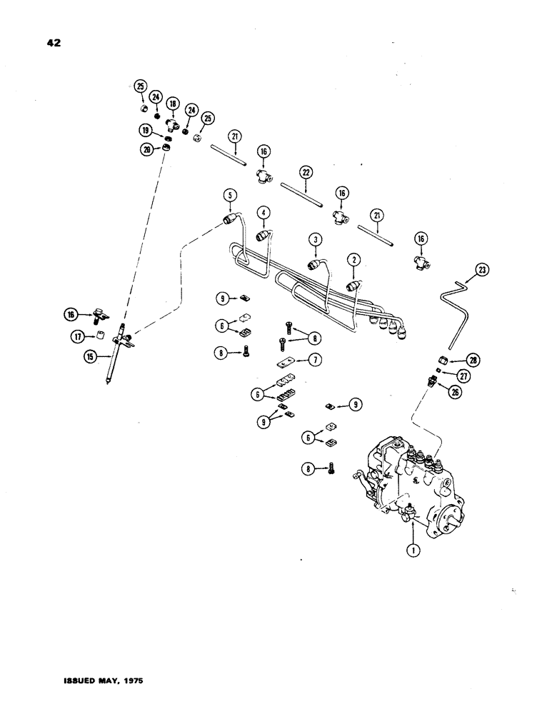 Схема запчастей Case 850 - (042) - FUEL INJECTION SYSTEM, (301 BD) DIESEL ENGINE (02) - FUEL SYSTEM