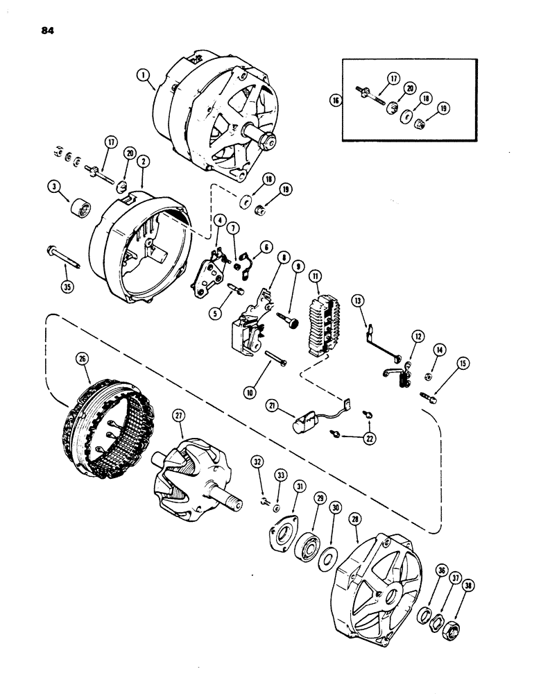 Схема запчастей Case 850B - (084) - L101465 ALTERNATOR, 40 AMP-24 VOLT, METRIC EXTERNAL THREADS (06) - ELECTRICAL SYSTEMS